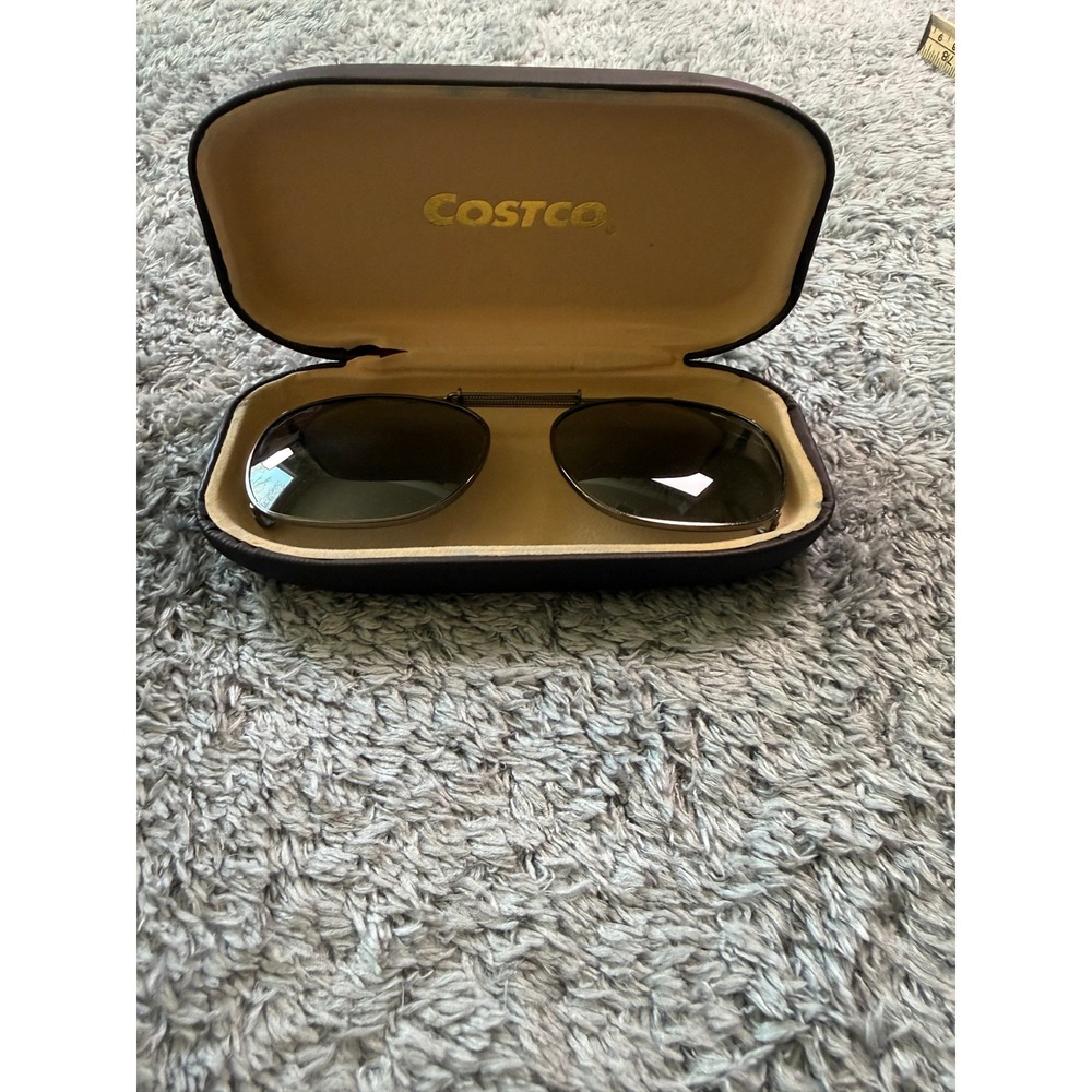 Costco Unisex Clip On Sunglasses OS Black Metal Frame with Case